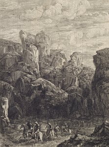 Cabalgando a través de un río de Odilon Redon